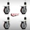 Service Caster 5'' SS Maroon Poly Swivel 1-7/8'' Expanding Stem Caster Set Total Lock Brake, 4PK SCC-SSEXTTL20S514-PPUB-MRN-178-4 - alternate 3